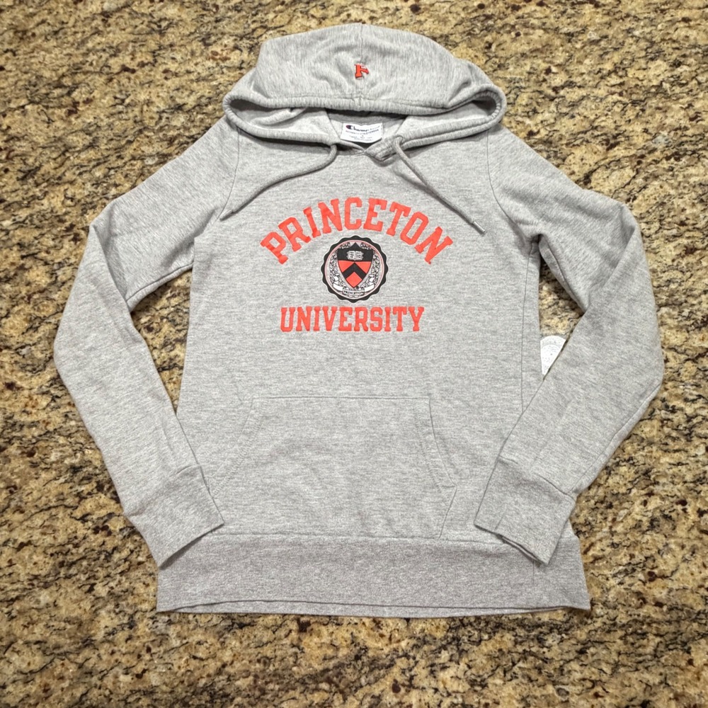 Champion Princeton University Hoodie Gray Orange Women Small Sweatshirt